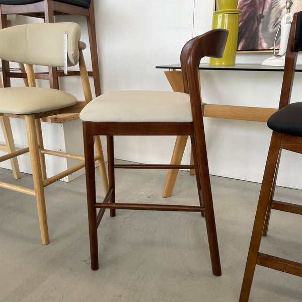 Ellie : Bar Stool Walnut Frame with Taupe Pu Seat