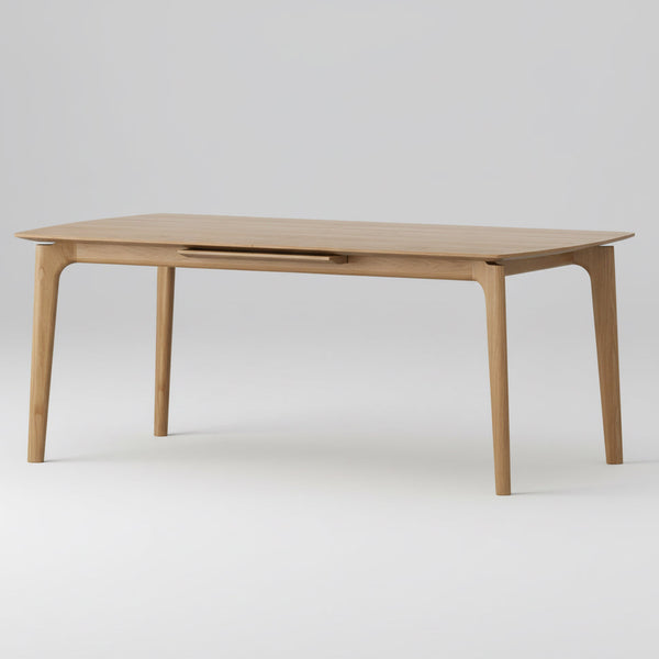 Light wood rectangular dining table extension with center extension track