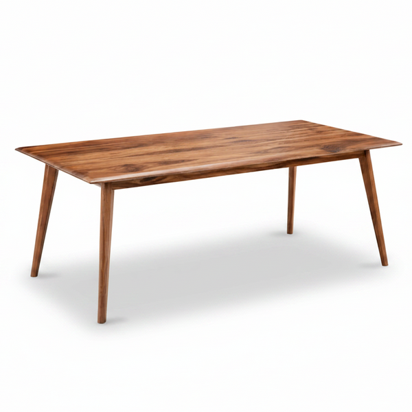 Evie Retro Solid Timber Dining Table Blackwood Rectangle 4 Legs Angle
