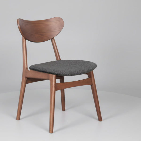 Finland : Dining Chair Light Walnut Frame with Espresso Fabric