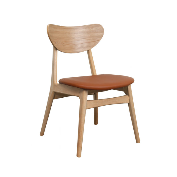 Finland : Dining Chair Natural Frame with Cognac Pu Seat