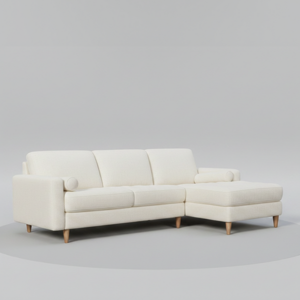 White sectional sofa on a white background