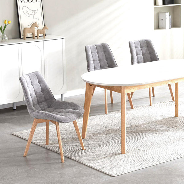 Forest : Dining Chair Natural with Light Grey Fabric