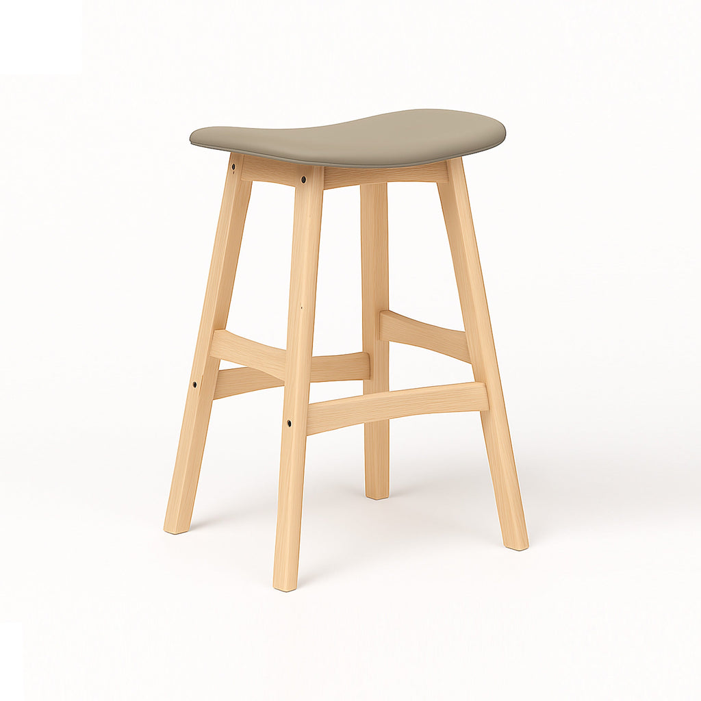 Gangnam : Bar Stool Natural Frame Clay pu Seat