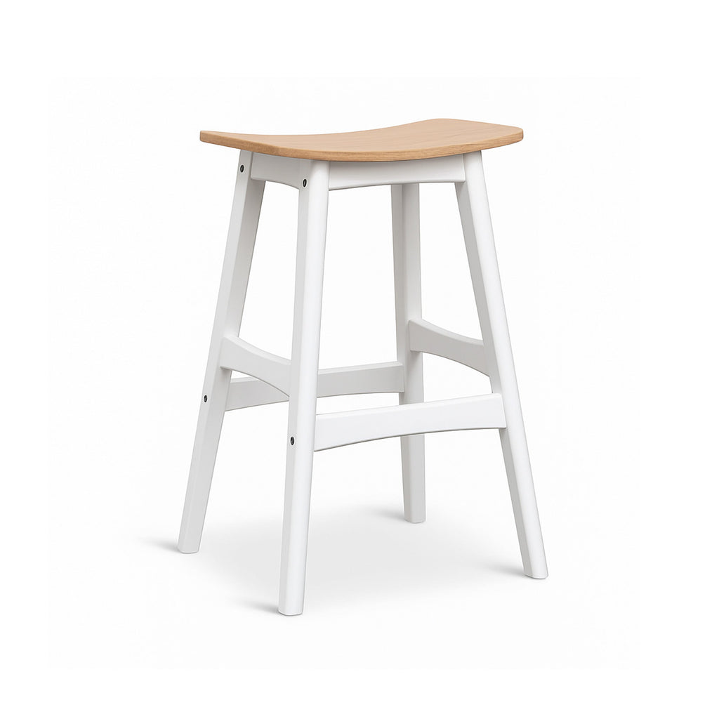 Gangnam : Bar Stool Solid Seat Natural / White