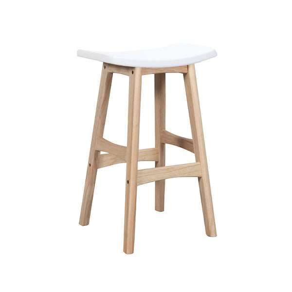 Gangnam : Bar Stool Solid Seat White / Natural