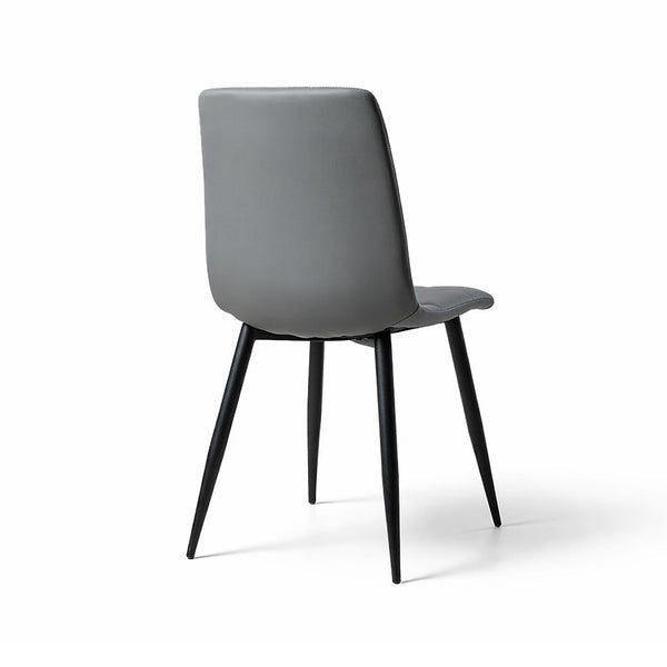 Charcoal dining chair with curved back, padded seat, and black angled legs