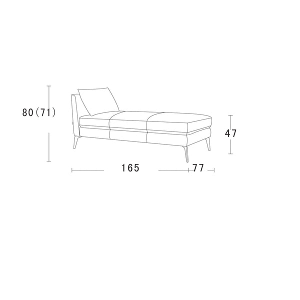 Jasper : Chaise Sofa in Fabric or Leather with Black Legs - Modern Home Furniture