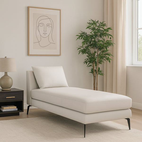 Jasper : Chaise Sofa in Fabric or Leather with Black Legs