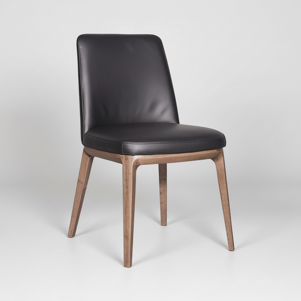 Juno : Dining Chair Light Walnut / Black Leather