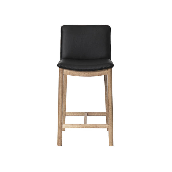 Koda : Bar Stool Black Leather Oak Frame