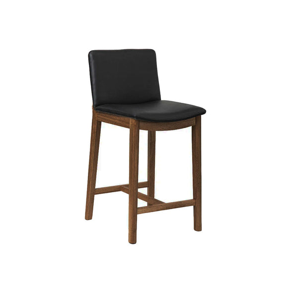 Koda : Bar Stool Black Leather Walnut Frame