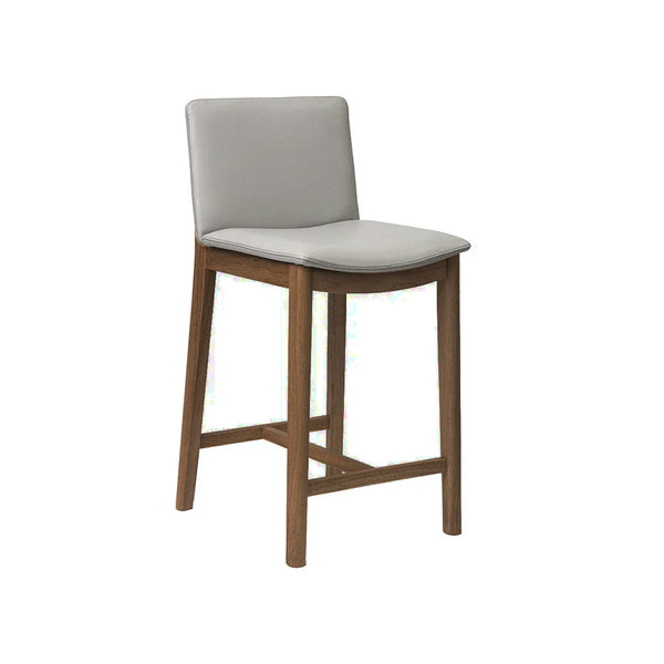 Koda : Bar Stool Pewter Leather Walnut Frame