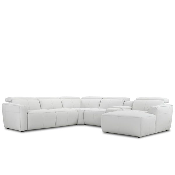 Light fabric modular corner sofa electric recliner with chaise and matching ottoman