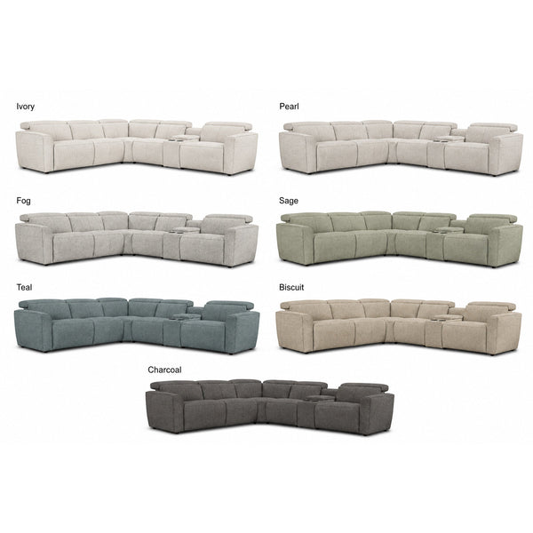 Modular corner sofa electric recliner in fabric, multiple color options shown