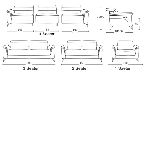 Lagoon : Sofa Electric Recliner Fabric