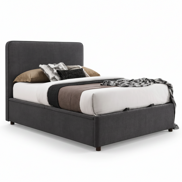 Largo Lift Bed in Charcoal Venice Fabric Bed Open