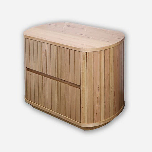 Bamboo wood nightstand cabinet with rounded top and horizontal drawer