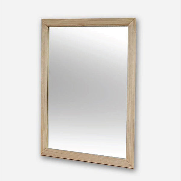 Rectangular wood mirror frame with a light wood border