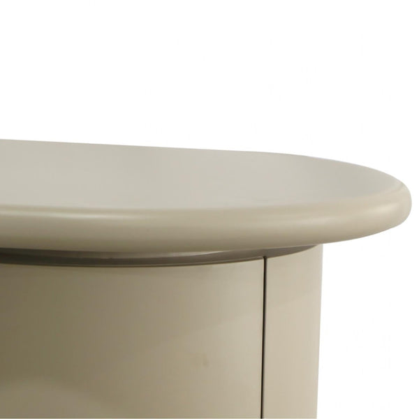 Macao Desk Matte Creamy Latte Modern Drawer Curved Shape Zoom on Drawer Section