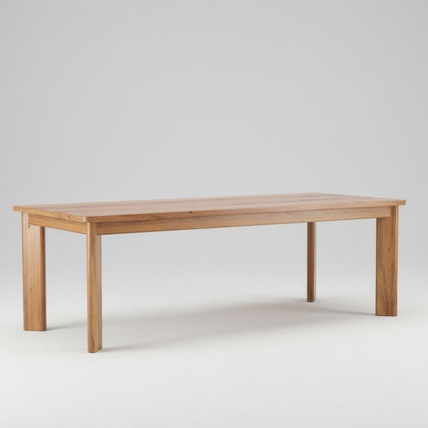 Wooden dining table on a white background