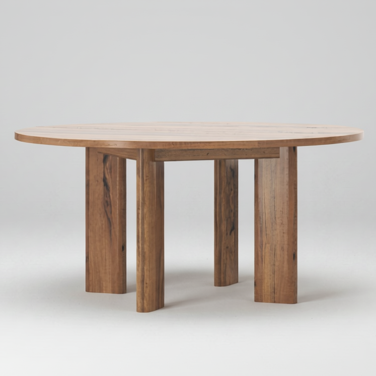 Wooden dining table with a white background