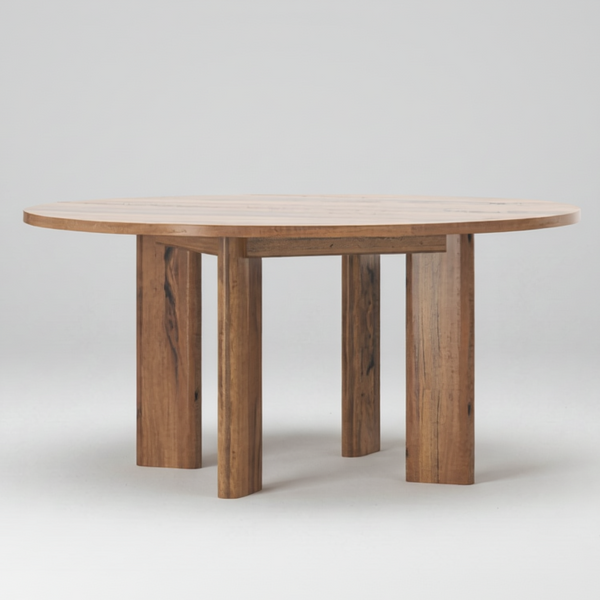 Wooden dining table with a white background