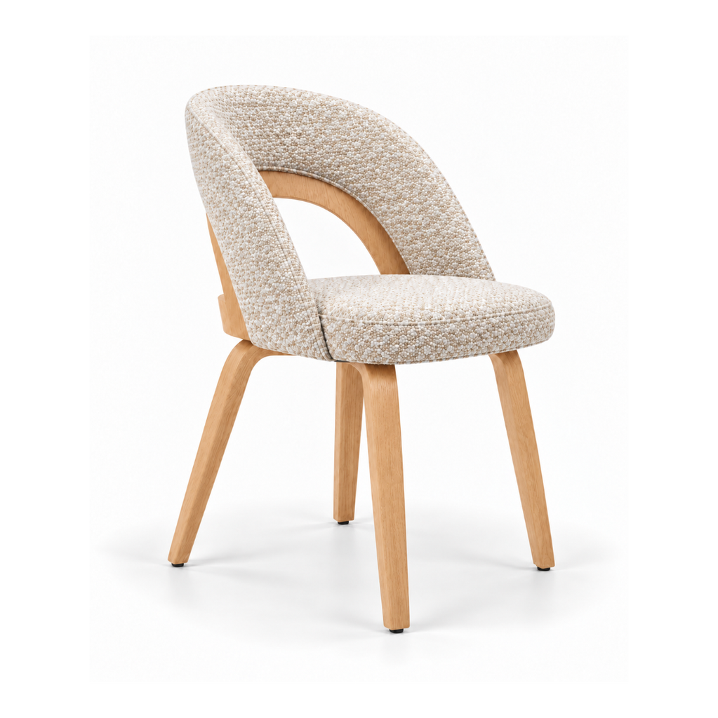 Mina Dining Chair | Beige Fabric | Oak Frame