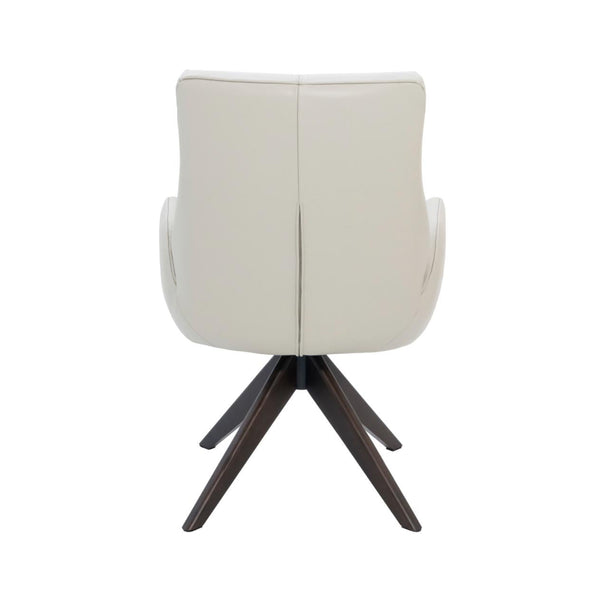 Monti Swivel Dining Chair Beige Leather Dark Walnut Base Back