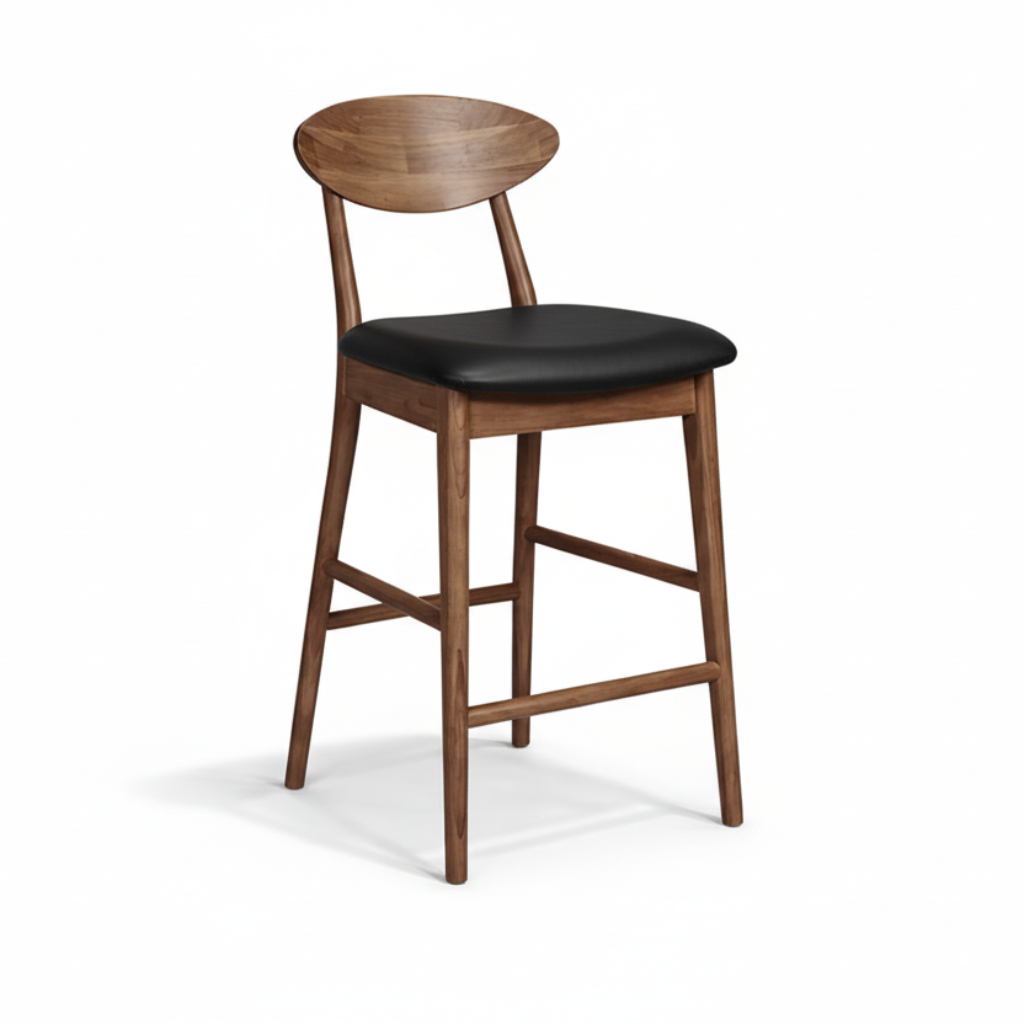 Moon : Bar Stool Light Walnut Wood