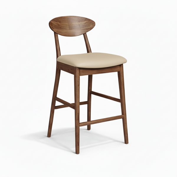 Moon : Bar Stool Light Walnut Wood
