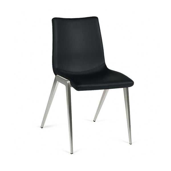 Nadia : Chair Brushed Stainless Frame Black PU