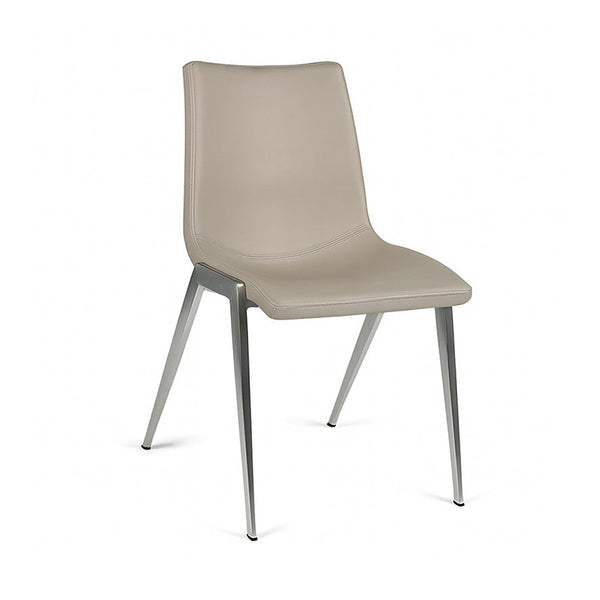 Nadia : Chair Brushed Stainless Frame Taupe PU