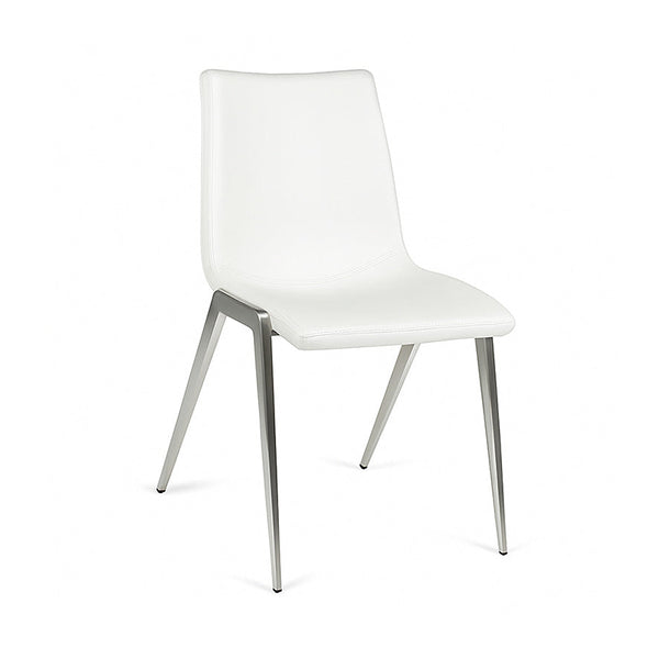 Nadia : Chair Brushed Stainless Frame White PU