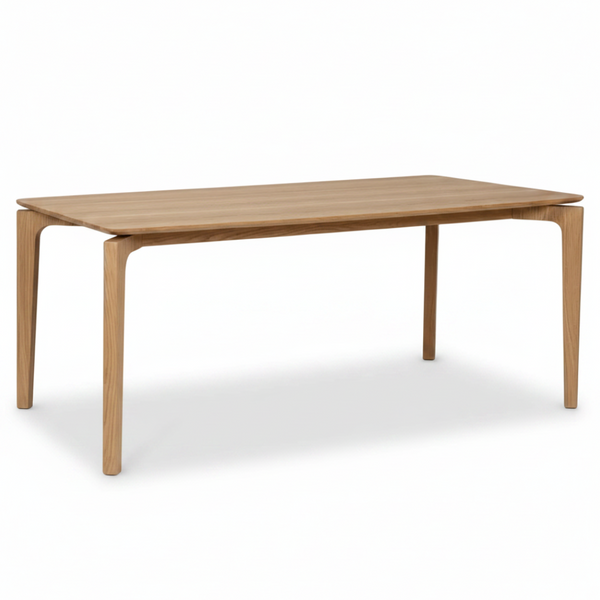 Nordic Dining Table in Natural Oak Colour Modern Scandinavian Design Shadow Backgournd