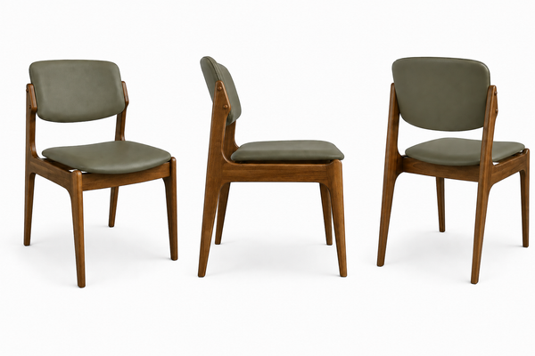 Olivia : Dining Chair in Light Walnut Wood Sage Leather