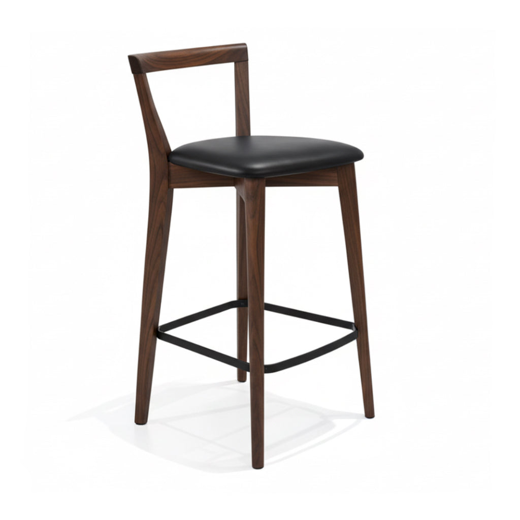 Oslo : Bar Stool Blackwood Black PU Seat
