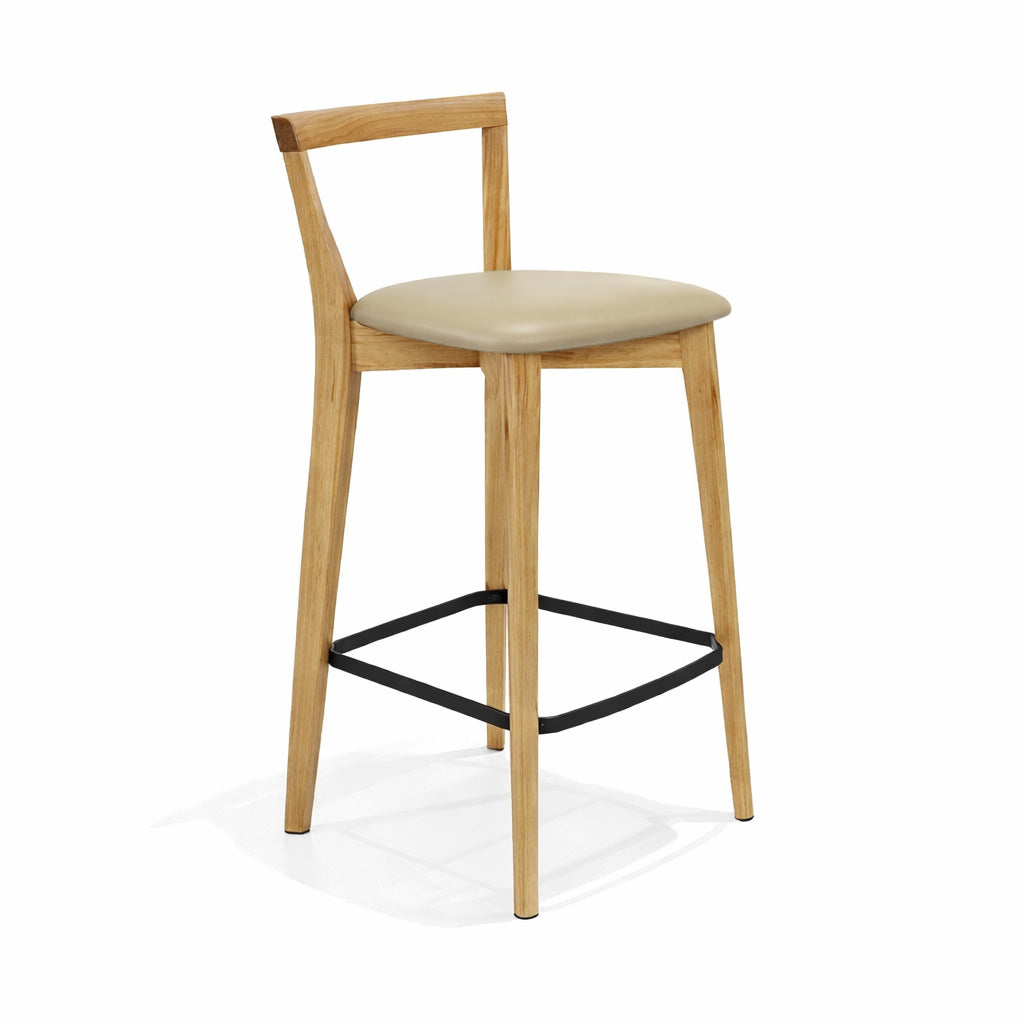 Oslo : Bar Stool Blackbutt Taupe PU Seat