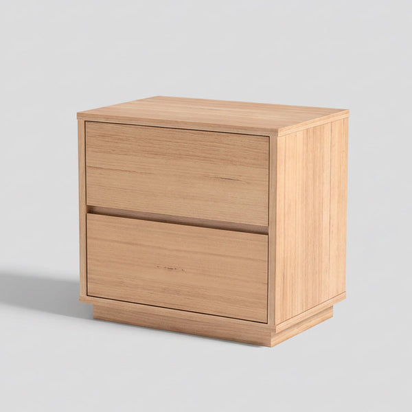 Padma wooden bedside table with two drawers, light oak tone
