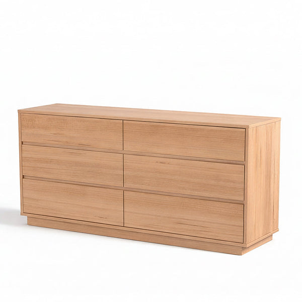 Padma wooden dresser base with six drawers, light oak tone