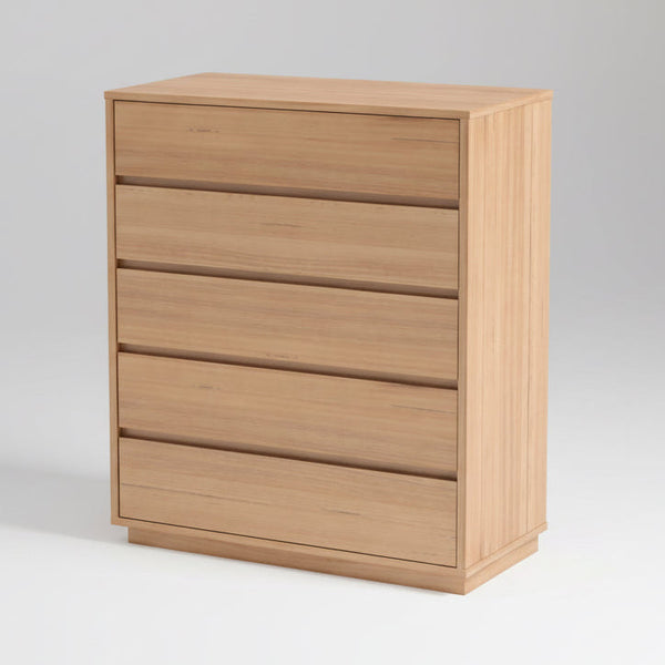 Padma wooden drawer dresser with four horizontal drawers, light oak tone
