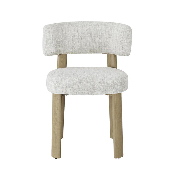 Chair with light gray cushioned seat and backrest on a white background