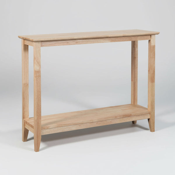 Wooden console table on a white background