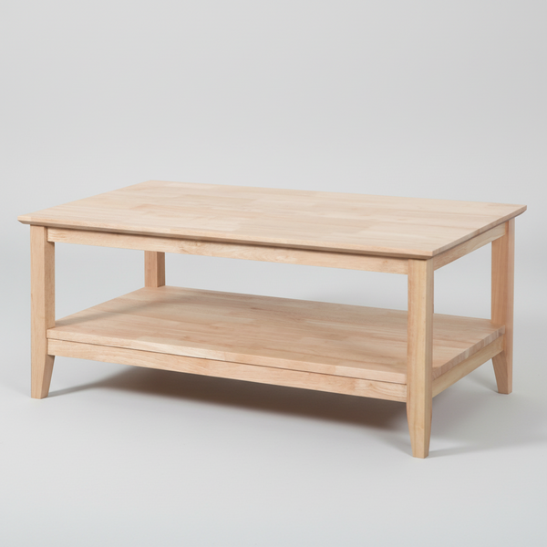 Light wooden coffee table on a light gray background