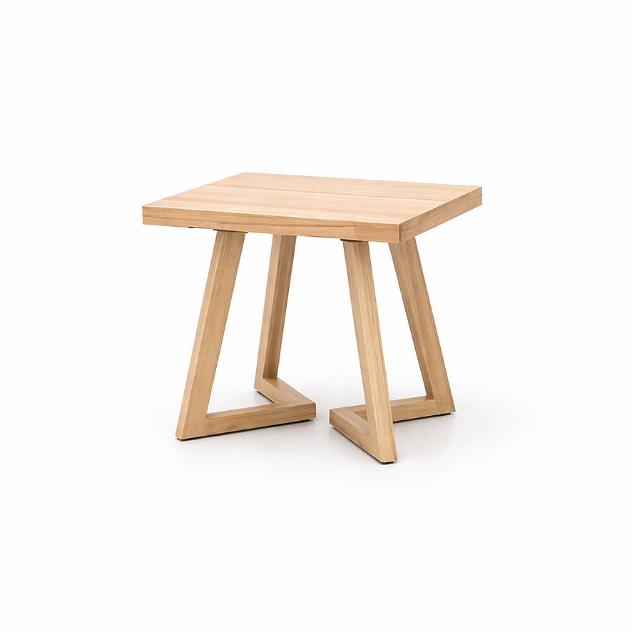 Light wood lamp table with square top and four angled legs