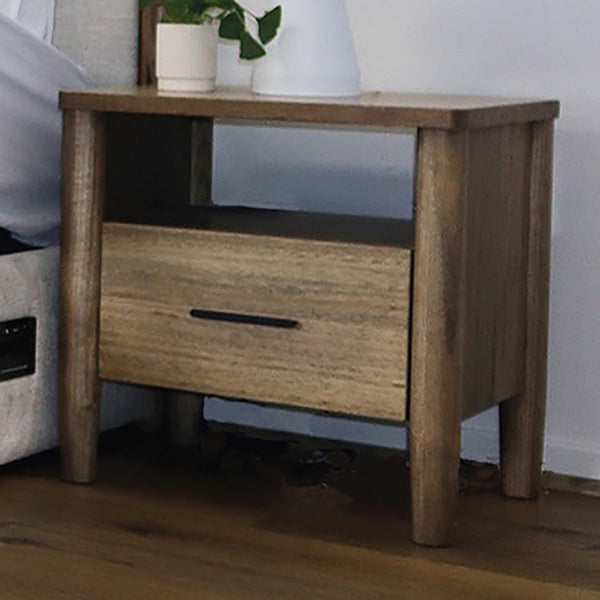 Queen and king size bed set nightstand with one drawer and open storage shelf