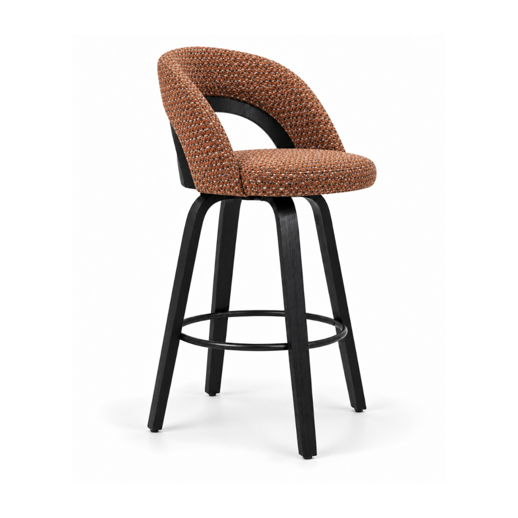 Mina Bar Stool | Copper Fabric | Black Frame