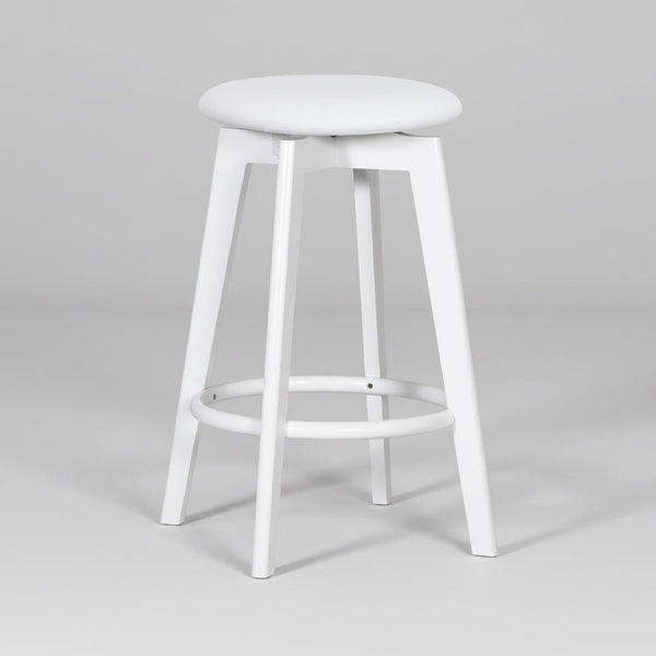 Sandown : Bar Stool Upholstered Seat White Frame