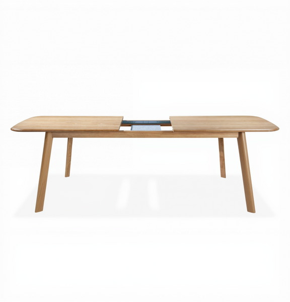 Wooden dining table on a white background