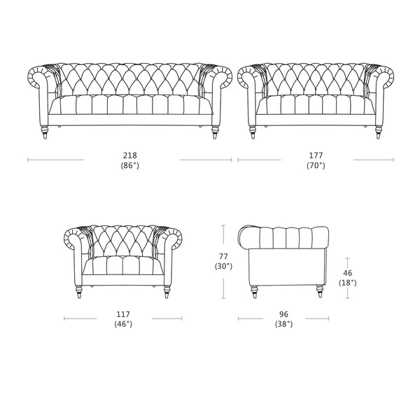 Shabby Chic : Chesterfield Sofa in Velvet Fabric